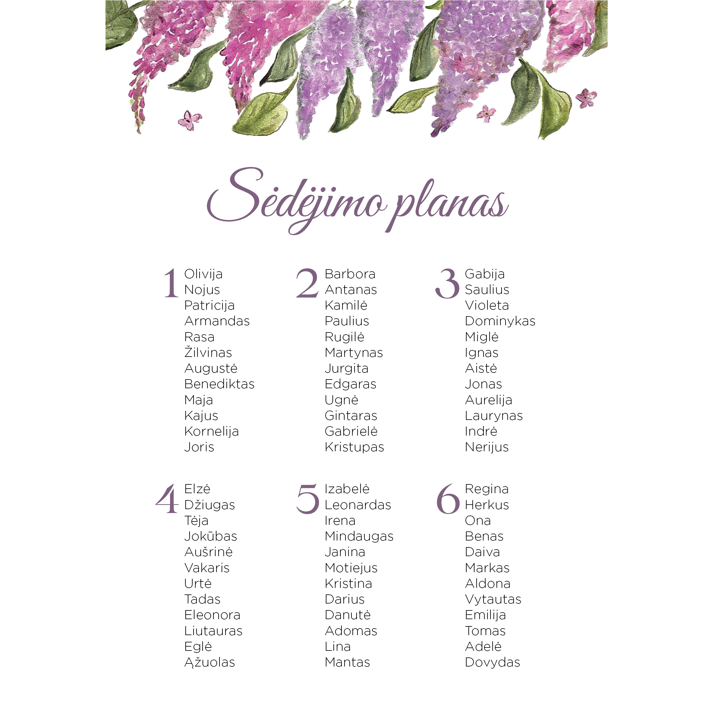 Sėdėjimo planas su alyvomis