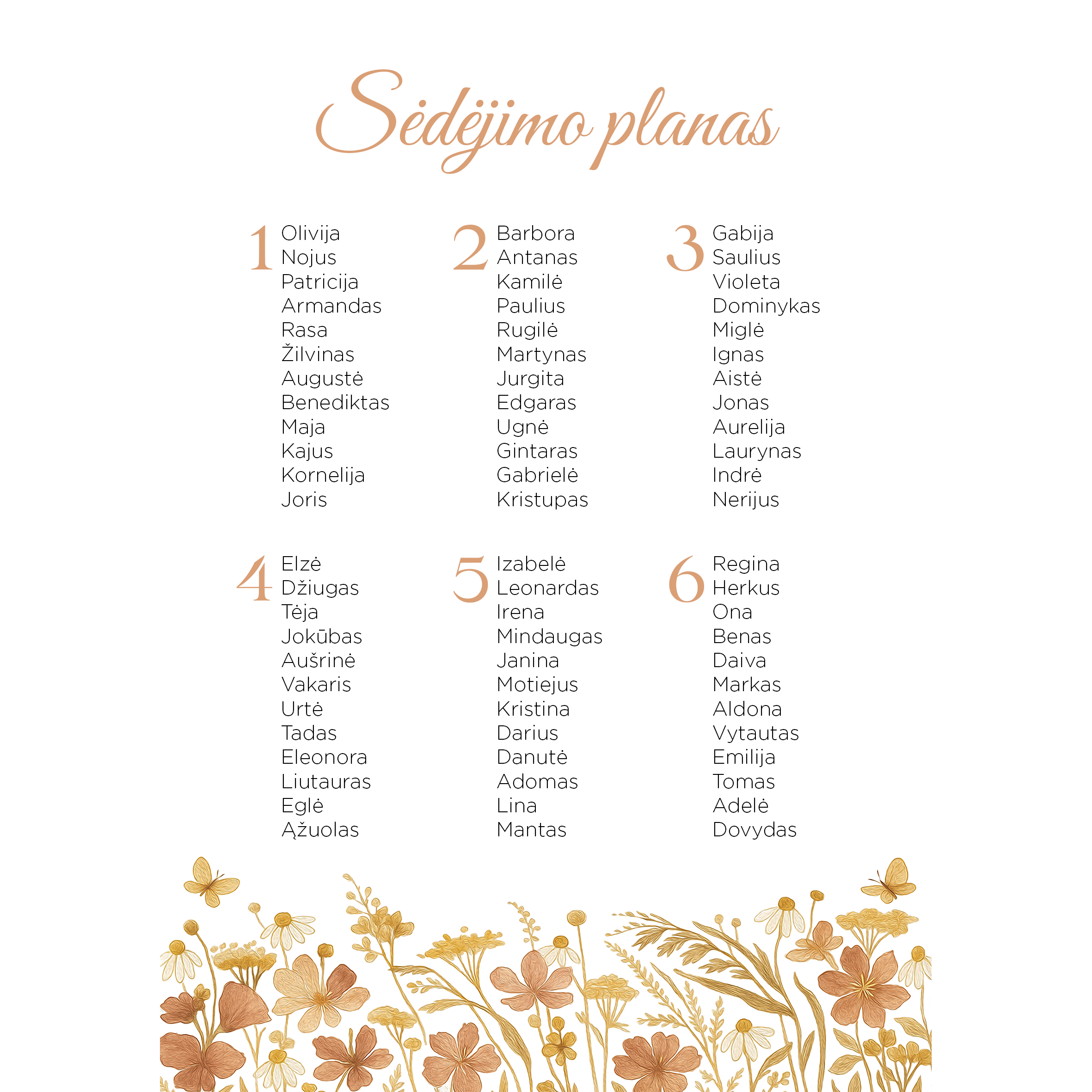 Sėdėjimo planas su boho gėlytėmis