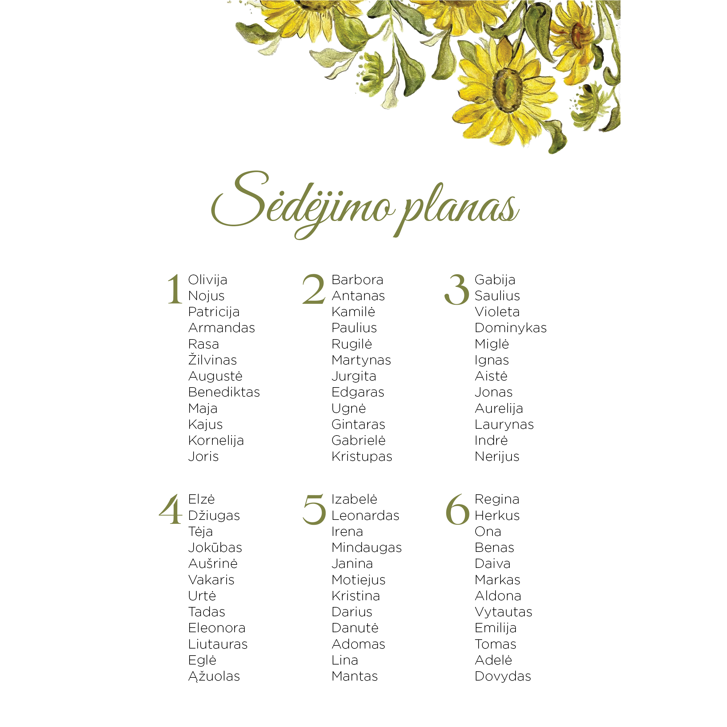 Sėdėjimo planas su saulėgrąžomis