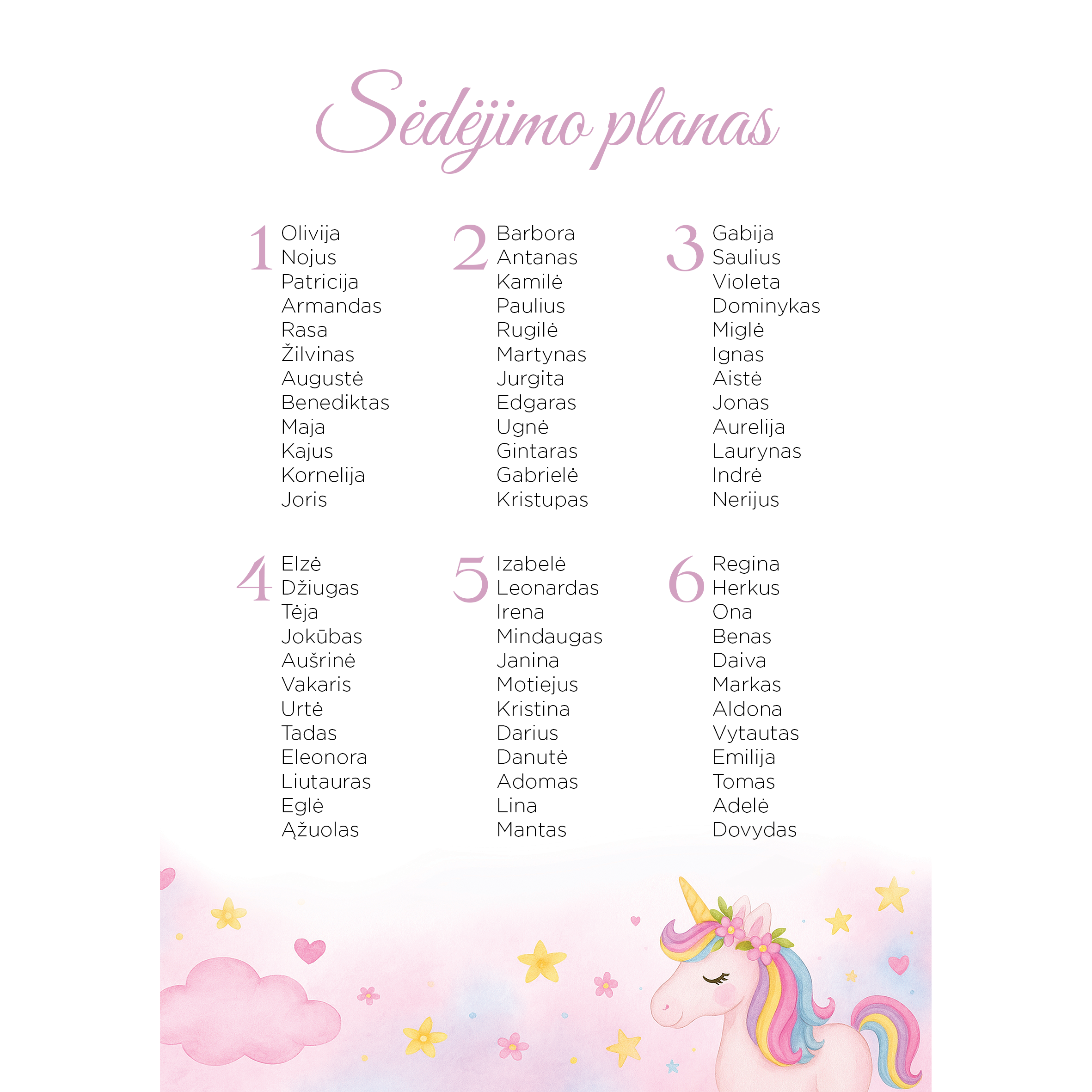 Sėdėjimo planas su vienaragiu