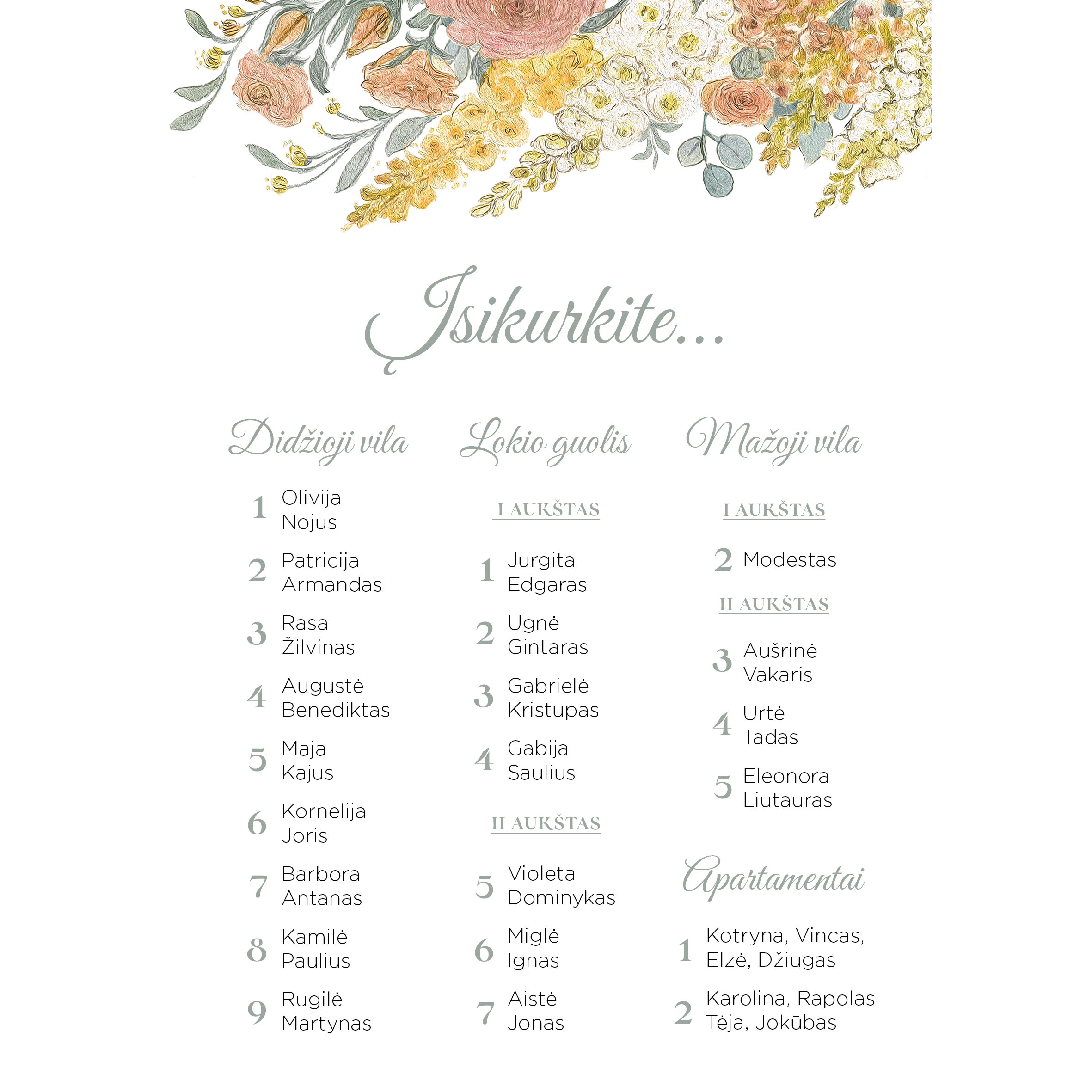 Nakvynės planas su žioveiniais